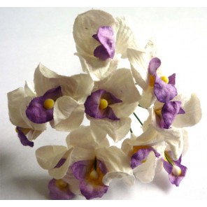 Бело-фиолетовые 2,5см Орхидеи 10шт Цветы бумажные Украшение для скрапбукинга, кардмейкинга