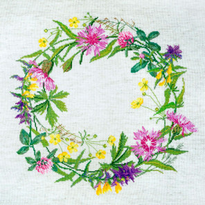 Полевые цветы (может использоваться для создания подушки) Набор для вышивания Марья Искусница