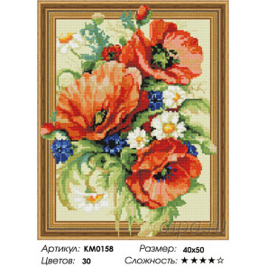 Количество цветов и сложность Маковый акцент Алмазная мозаика вышивка на подрамнике 3D  KM0158