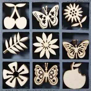 Фрукты и бабочки Набор деревянных декоративных элементов для скрапбукинга, кардмейкинга cArt-Us