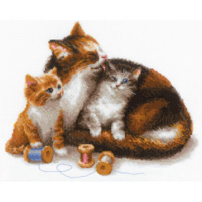 В рамке Кошка с котятами Набор для вышивания Риолис 1811