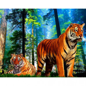 Тигры в лесу Алмазная вышивка мозаика Алмазное Хобби