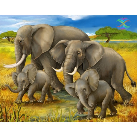 Семья слонов Алмазная вышивка мозаика Алмазное Хобби