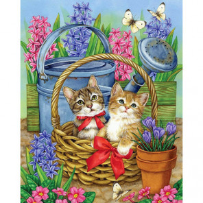 Котята в корзине с красным бантом, Джейн Мадай Алмазная вышивка мозаика Алмазное Хобби
