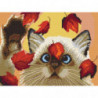 Кот и осенние листья Алмазная вышивка мозаика Алмазное Хобби