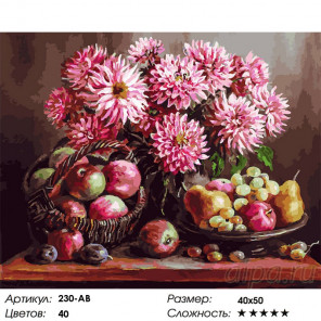 Сложность и количество цветов Розовые георгины Раскраска картина по номерам на холсте Белоснежка 230-AB