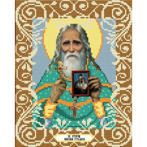 В рамке Святой старец Николай Гурьянов Канва с рисунком для вышивки бисером Божья Коровка 0064