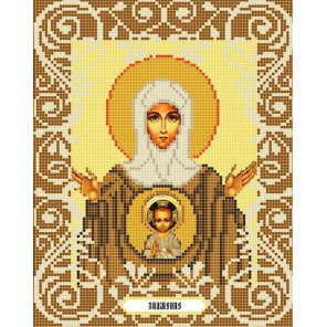 В рамке Богородица Знамение Канва с рисунком для вышивки бисером Божья Коровка 0061