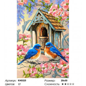 Количество цветов и сложность Птицы у скворечника Раскраска по номерам на холсте Molly KH0325