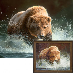 Крупно Медведь на рыбалке Ag086