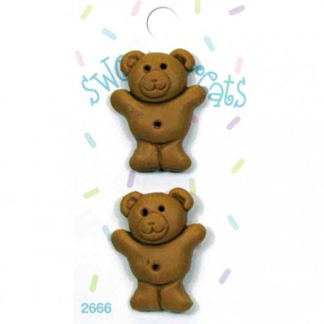 Пуговицы "Печенье Медвежонок Тедди" 2 шт. на блистере, пластик, 32 мм, цена за блистер .