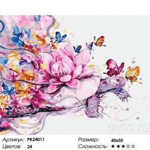 Сложность и количество цветов Черепаха и лотос Раскраска картина по номерам на холсте PK24011