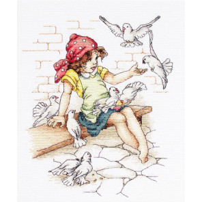  Девочка с голубями Набор для вышивания Luca-S B1051