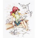 Девочка с голубями Набор для вышивания Luca-S