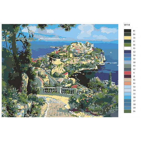 Раскладка Княжеский дворец в Монако (репродукция Суна Сэма Парка) Раскраска по номерам на холсте Живопись по номерам