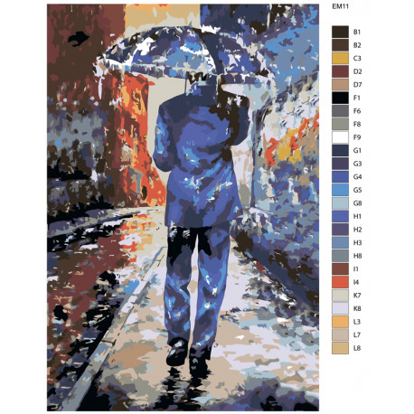 Раскладка Под дождем Раскраска по номерам акриловыми красками на холсте Живопись по номерам