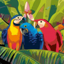Семейка попугаев Раскраска картина по номерам на холсте