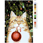 Раскладка Новогодний котик Раскраска картина по номерам на холсте A175