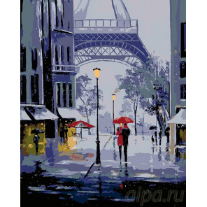 Раскладка Дождливый Париж Раскраска картина по номерам на холсте FR10