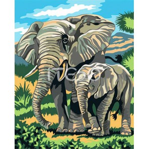 Африканские слоны Раскраска по номерам акриловыми красками на холсте Iteso