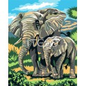 Африканские слоны Раскраска по номерам на холсте Iteso