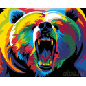 Радужный медведь Раскраска картина по номерам на холсте