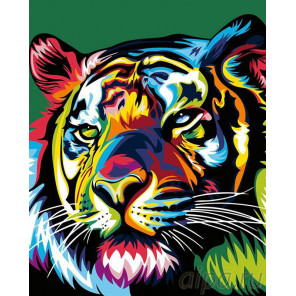  Радужный тигр Раскраска картина по номерам на холсте PA10
