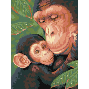 Раскладка Семейство обезьян Раскраска картина по номерам на холсте A58
