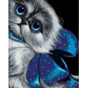 Кошка с голубым бантом Раскраска по номерам на холсте Живопись по номерам