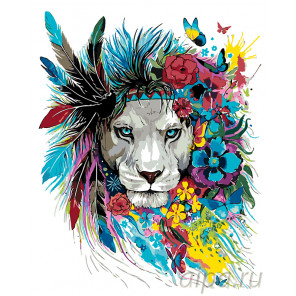  Цветочный лев Раскраска по номерам на холсте Живопись по номерам PA105