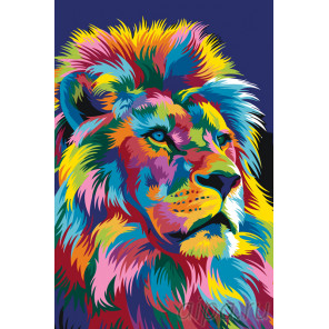  Радужный портрет льва Раскраска по номерам на холсте Живопись по номерам PA114