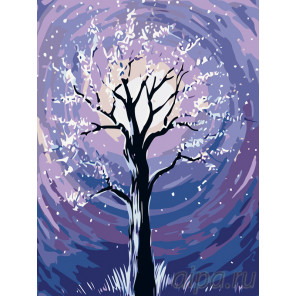 Схема Дерево в лунном свете Раскраска по номерам на холсте Живопись по номерам RA141