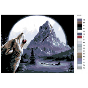 Схема Северная луна Раскраска по номерам на холсте Живопись по номерам KTMK-01143