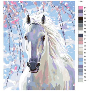 Схема Весенняя лошадь Раскраска по номерам на холсте Живопись по номерам KTMK-13941