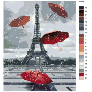 Схема Зонты в Париже Раскраска по номерам на холсте Живопись по номерам KTMK-85496