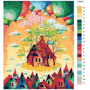 Схема Дом в небесах Раскраска по номерам на холсте Живопись по номерам Z-Z2846
