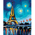 Звезды над Парижем Раскраска картина по номерам на холсте