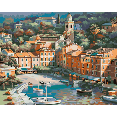  Средиземноморский городок Раскраска картина по номерам на холсте KTMK-864411