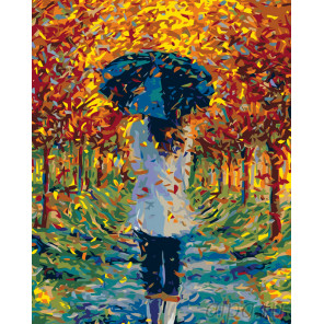  Прогулка в листопад Раскраска картина по номерам на холсте KTMK-92984