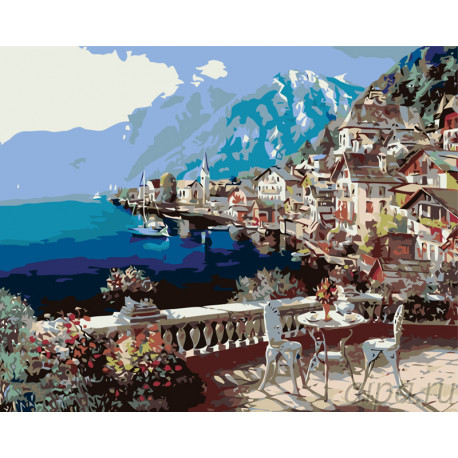  Терраса у моря Раскраска картина по номерам на холсте KTMK-29155