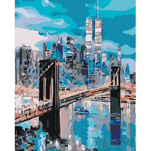 Раскладка Бруклинский мост на рассвете Раскраска картина по номерам на холсте KTMK-33943-1
