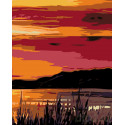 Летний вечер на озере Раскраска картина по номерам на холсте