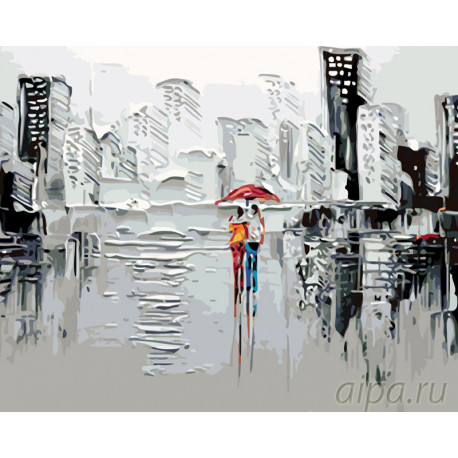  Дождь в большом городе Раскраска по номерам на холсте Живопись по номерам KTMK-46384-1