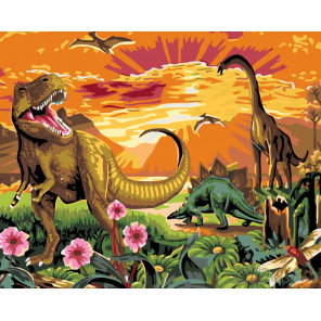 Раскладка Динозавры Раскраска по номерам на холсте Живопись по номерам KTMK-085901