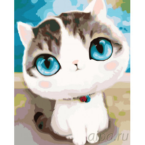  Трогательный котик Раскраска по номерам на холсте Живопись по номерам KTMK-3936011