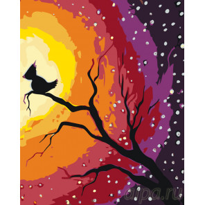 Схема Птица на закате Раскраска картина по номерам на холсте  RA217