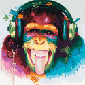 Шимпанзе-меломан Раскраска картина по номерам на холсте 