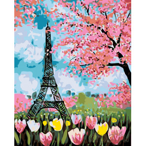 раскладка Весенние цветы Парижа Раскраска по номерам на холсте Живопись по номерам