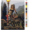 схема Мотоциклистка Раскраска картина по номерам на холсте