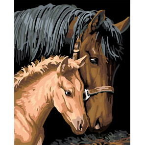 Макет Лошадь с жеребенком Раскраска картина по номерам на холсте AYAY-10052019